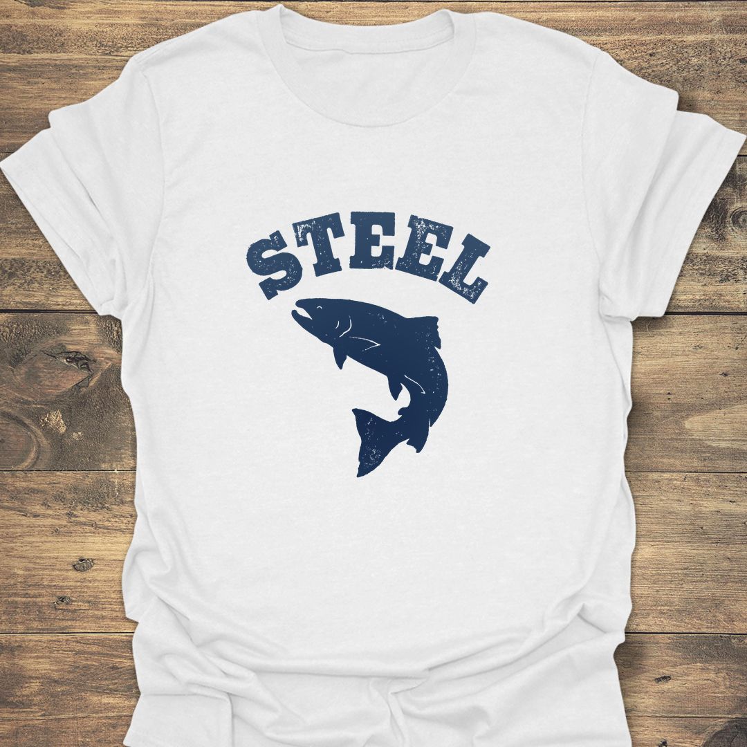 Steel Leaping Steelhead - White t-shirt
