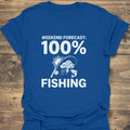Weekend Forecast 100% Fishing - Royal t-shirt