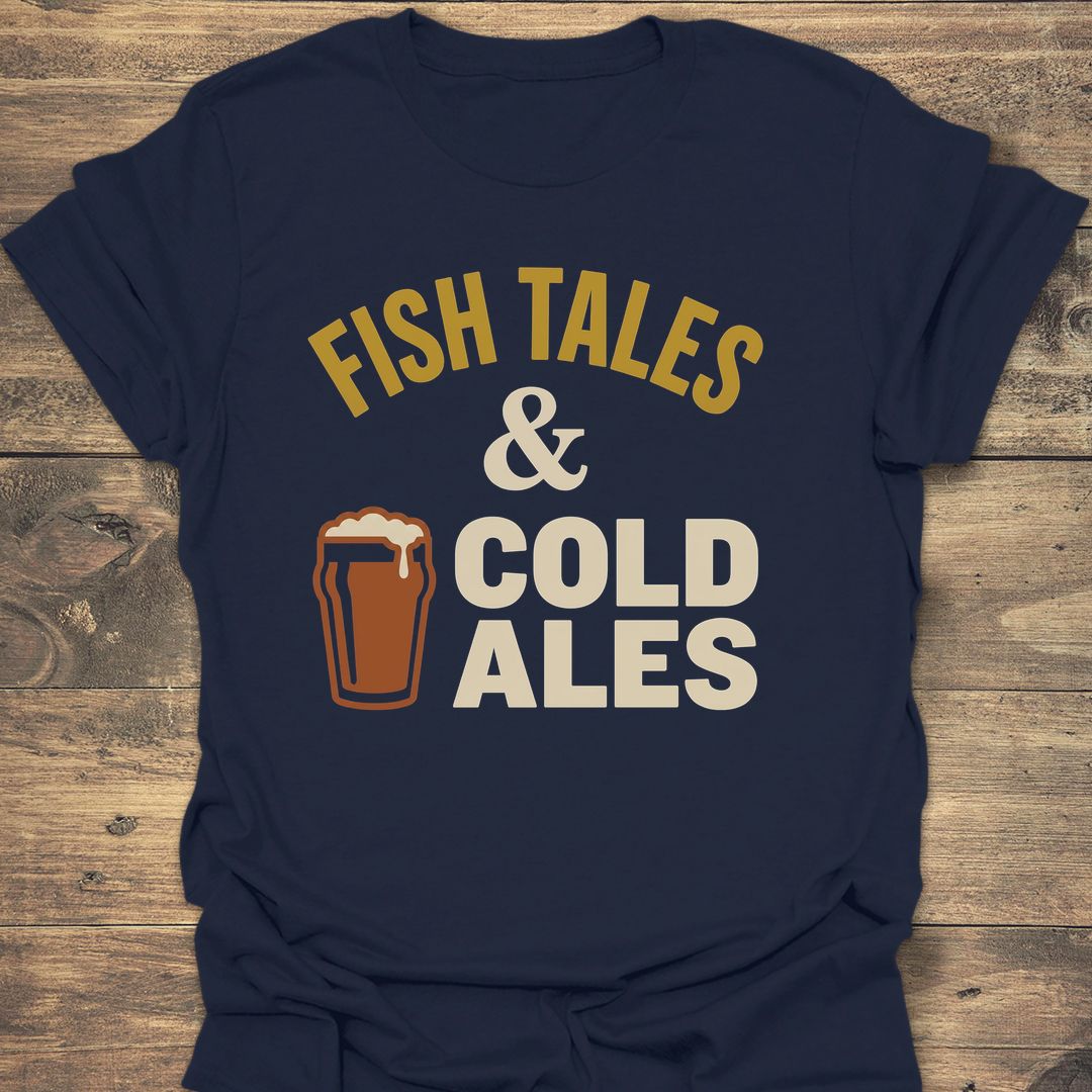 Fish Tales And Cold Ales - Navy t-shirt