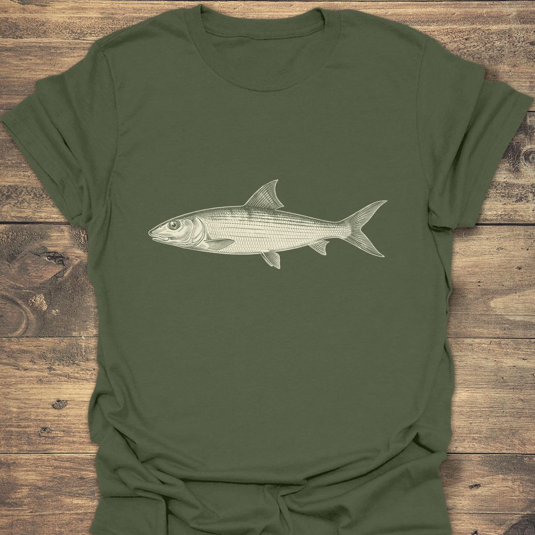 Bonefish Vintage Engraving Art - Military Green t-shirt