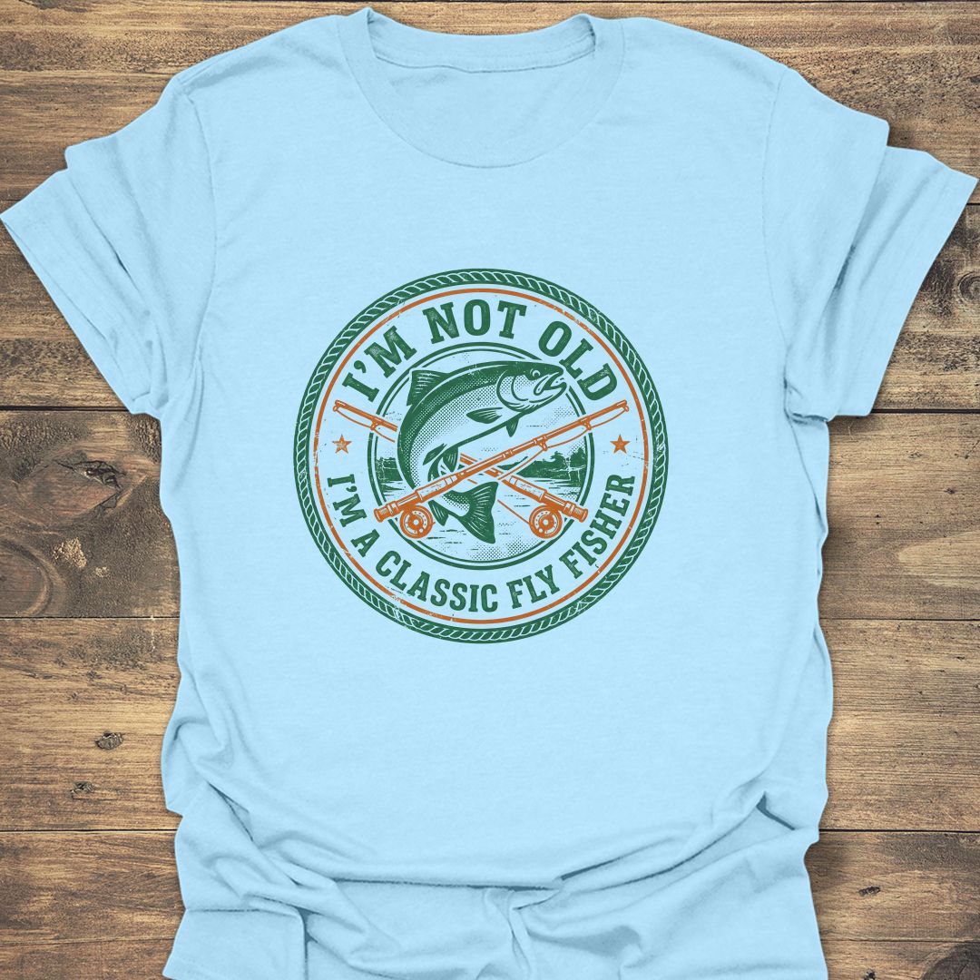 Not Old Classic Fly Fisher - Light Blue t-shirt