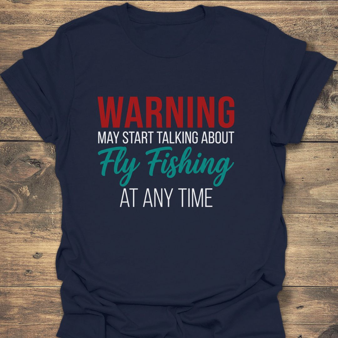Warning May Talk Fly Fishing - Navy t-shirt