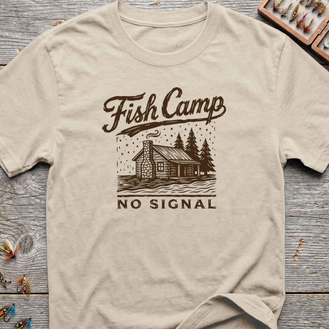 Fish Camp No Signal - Natural t-shirt