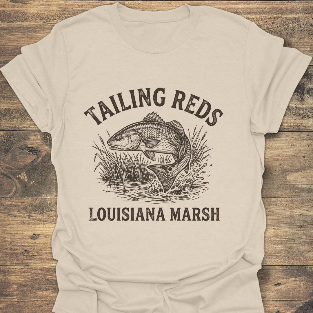 Tailing Reds Louisiana Marsh - Natural t-shirt