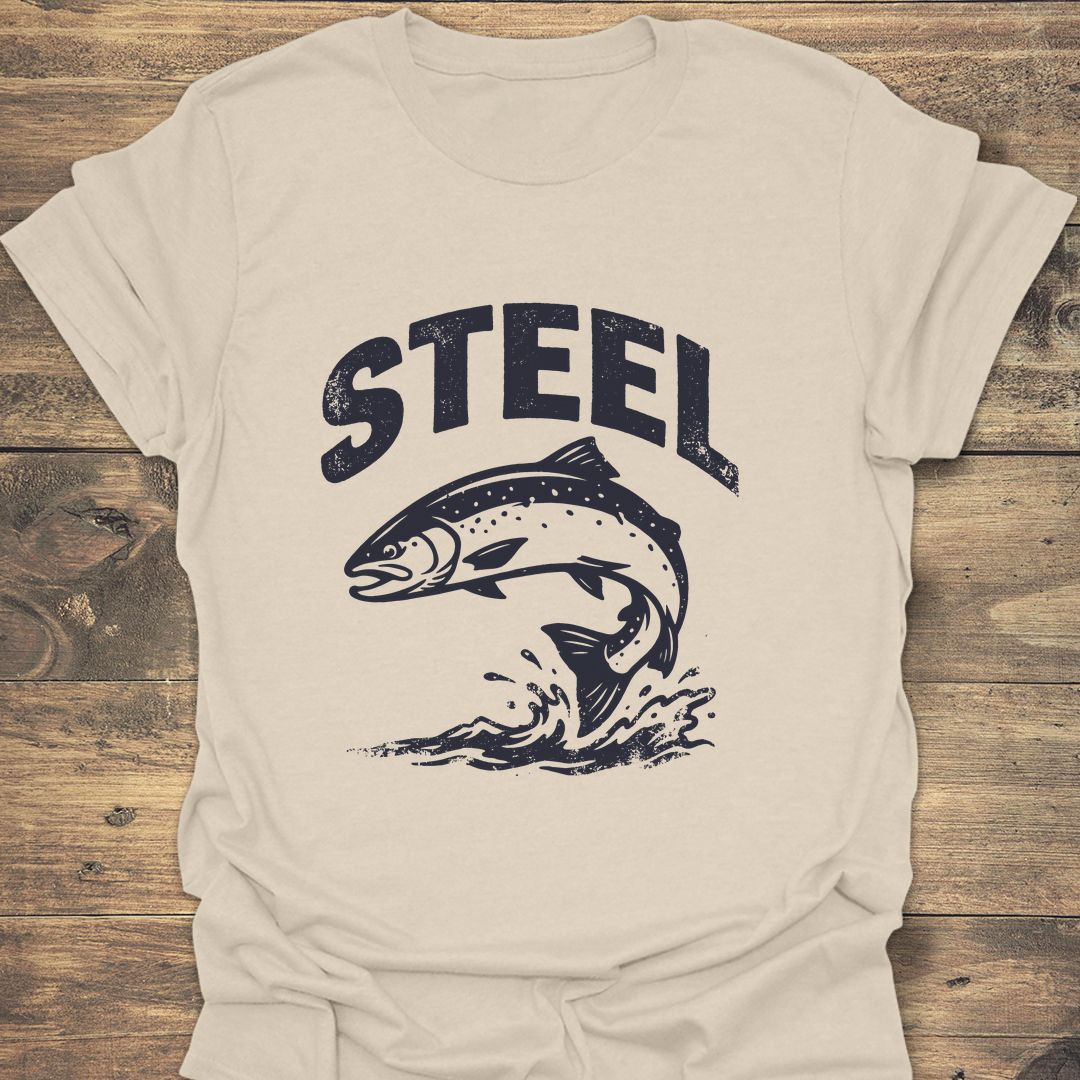 Steel Leaping Steelhead - Natural t-shirt