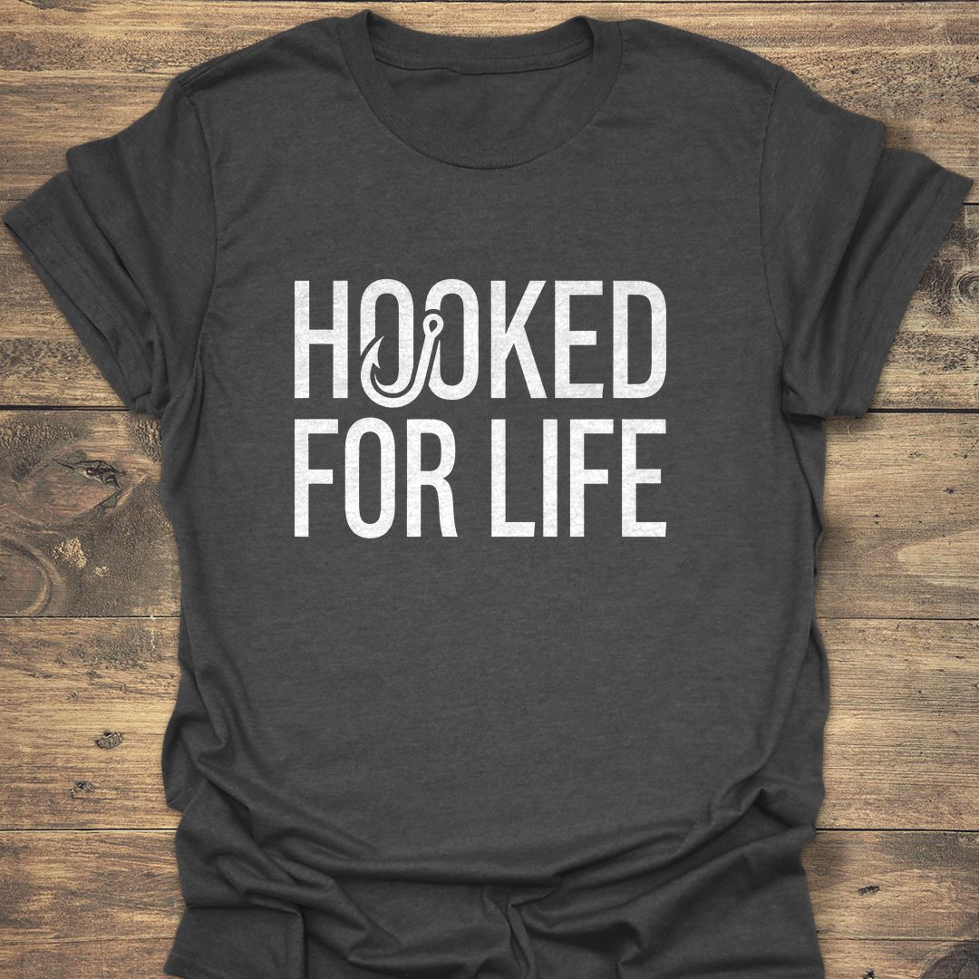 Hooked For Life - Dark Heather t-shirt