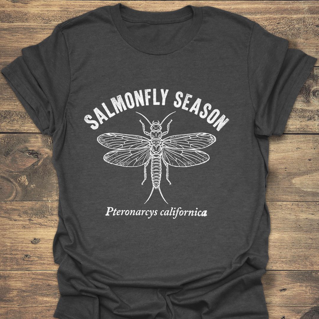 Salmonfly Season - Dark Heather t-shirt