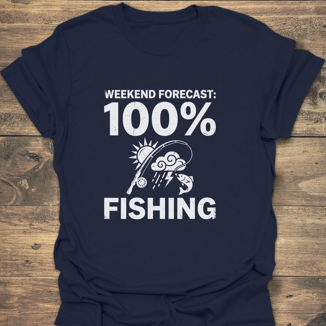 Weekend Forecast 100% Fishing - Navy t-shirt