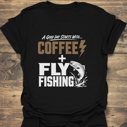Coffee And Fly Fishing - Black t-shirt