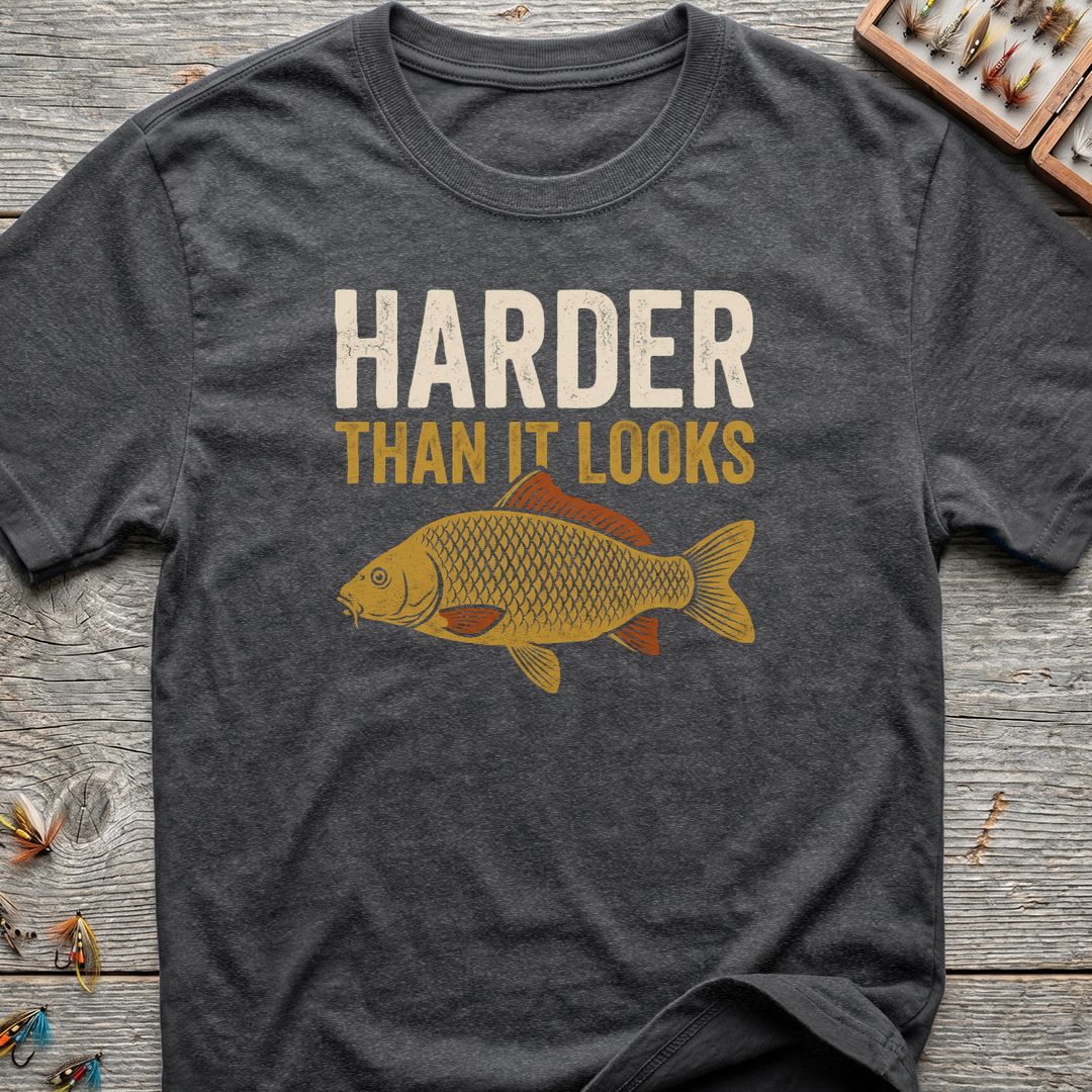 Carp Harder Than It Looks - Dark Heather t-shirt