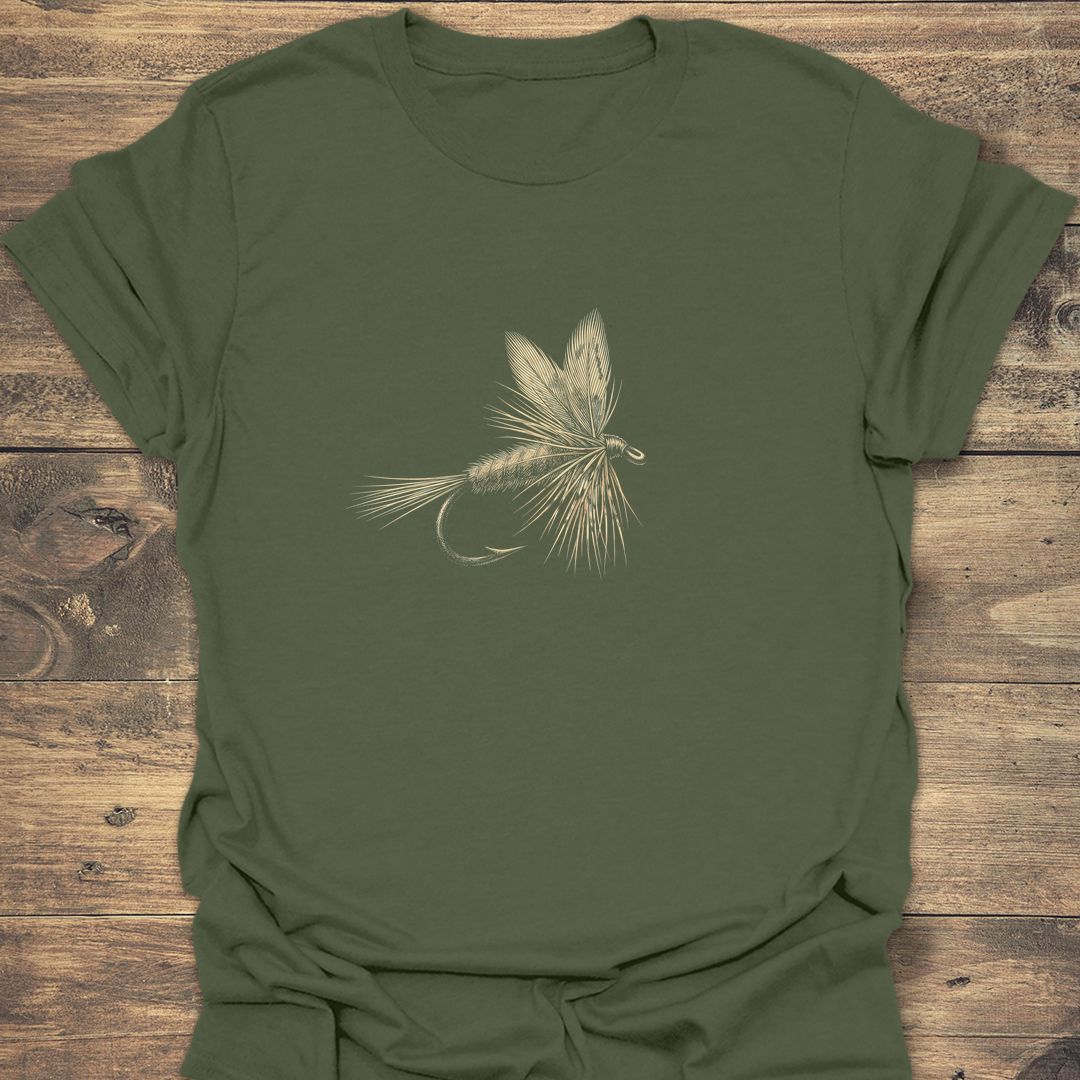 Classic Dry Fly Illustration - Military Green t-shirt