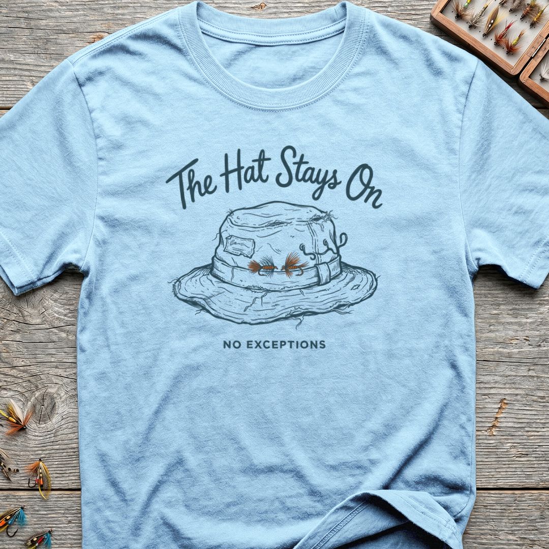 The Hat Stays On - Light Blue t-shirt