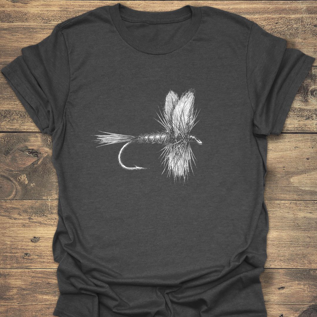 Classic Dry Fly Sketch - Dark Heather t-shirt