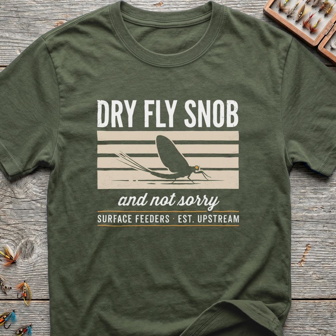 Dry Fly Snob and Not - Military Green t-shirt