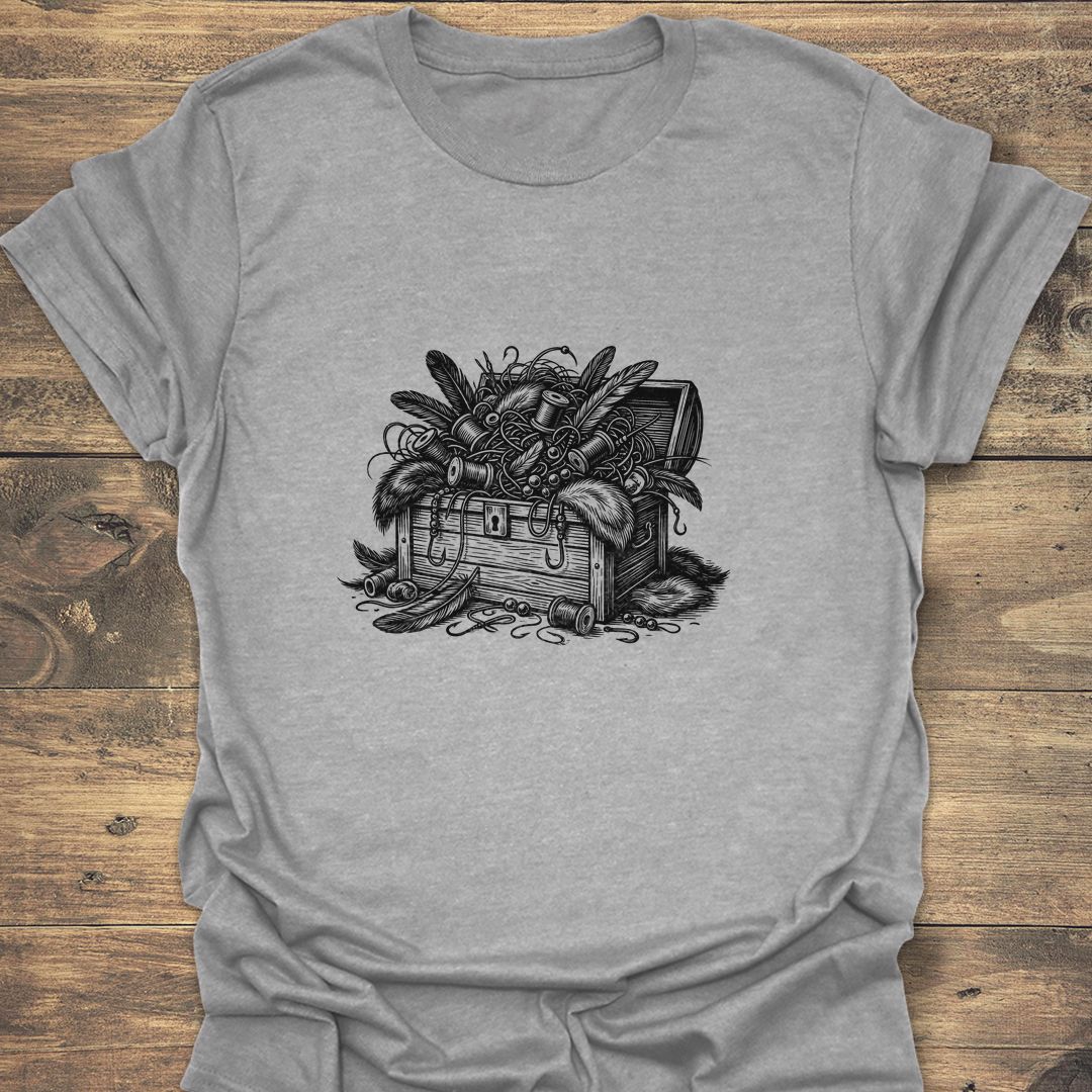 Fly Tying Treasure Chest - Sport Grey t-shirt