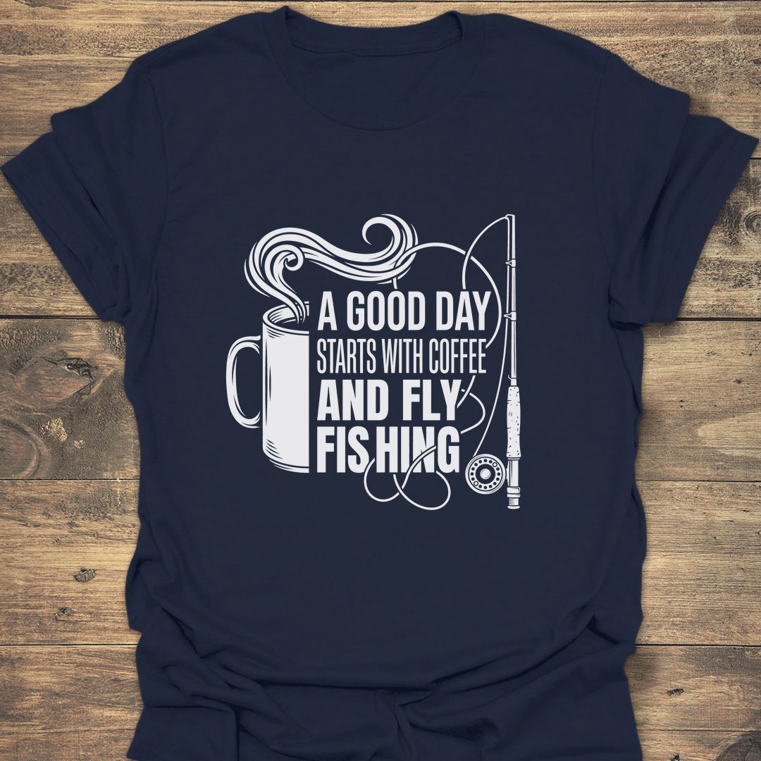 Coffee And Fly Fishing - Navy t-shirt