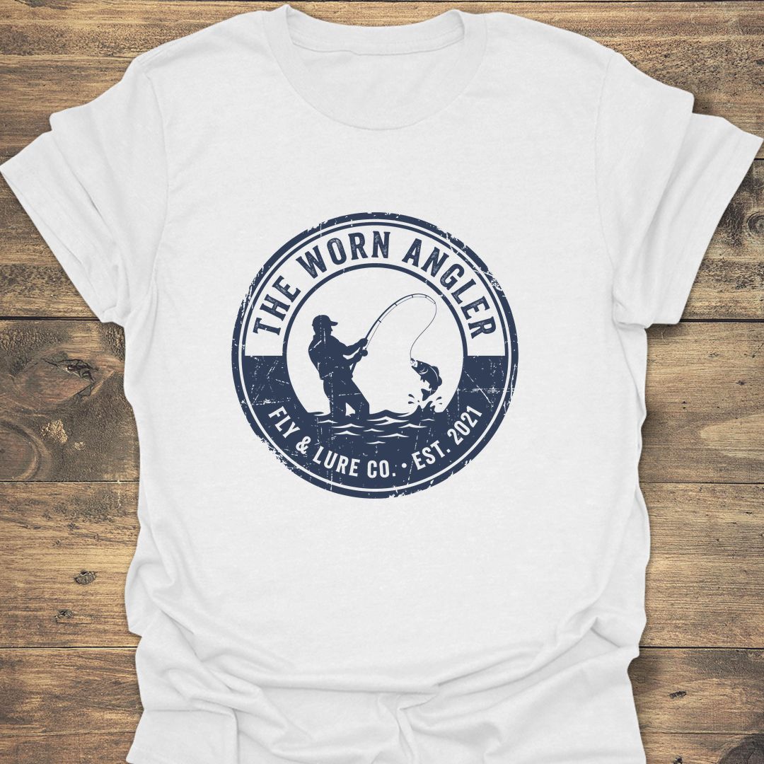 The Worn Angler Badge - White t-shirt