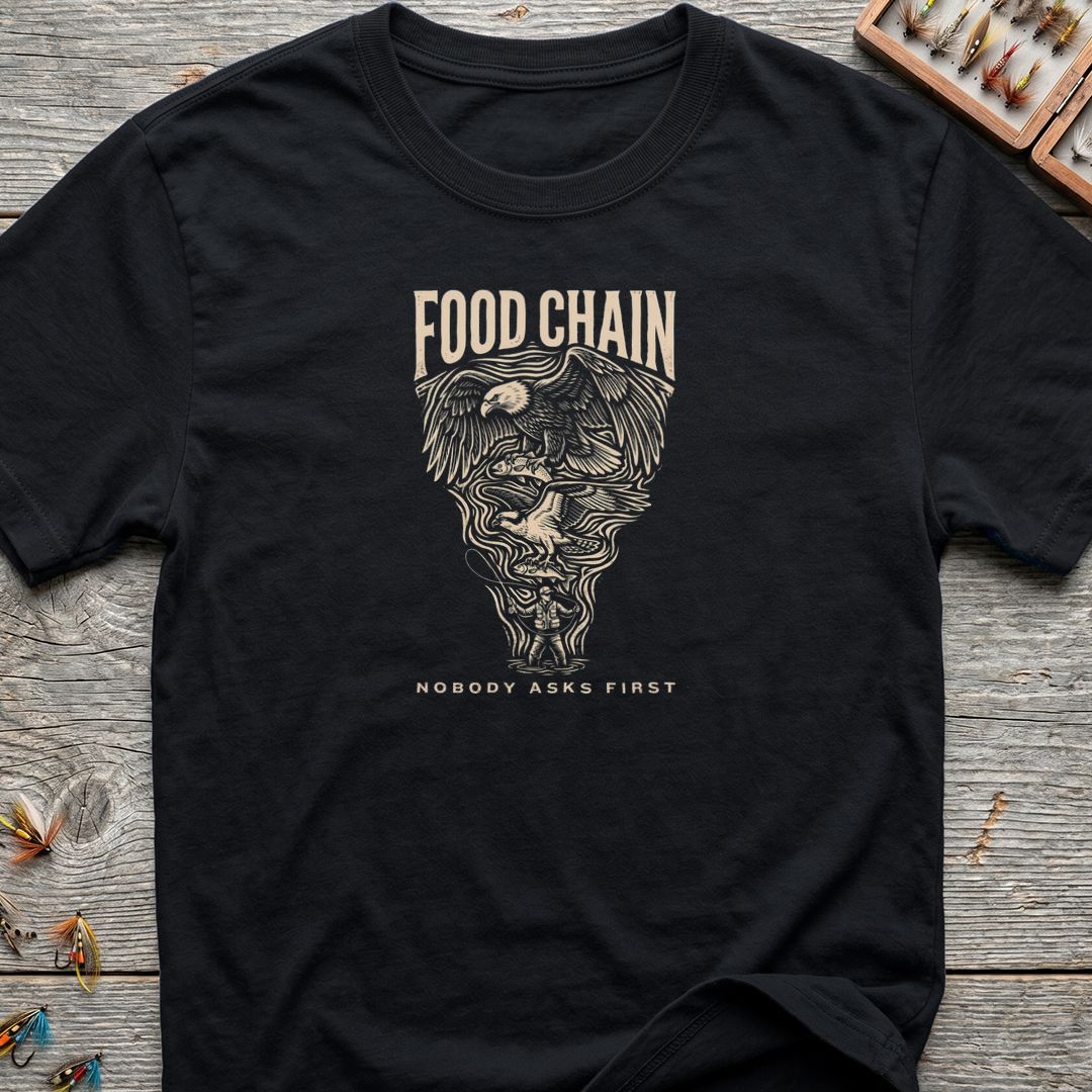 Food Chain Nobody Asks First - Black t-shirt