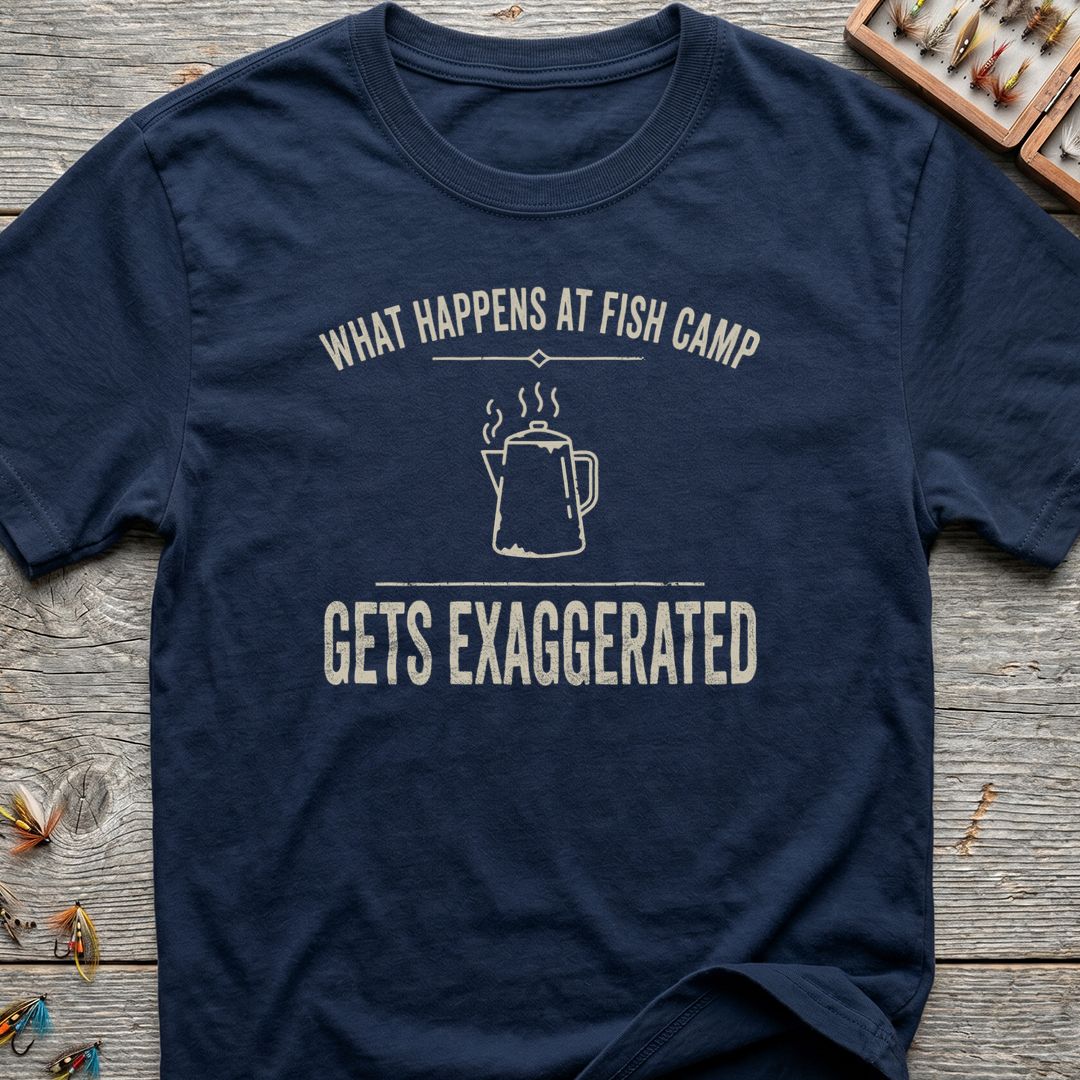 What Happens At Fish Camp - Navy t-shirt