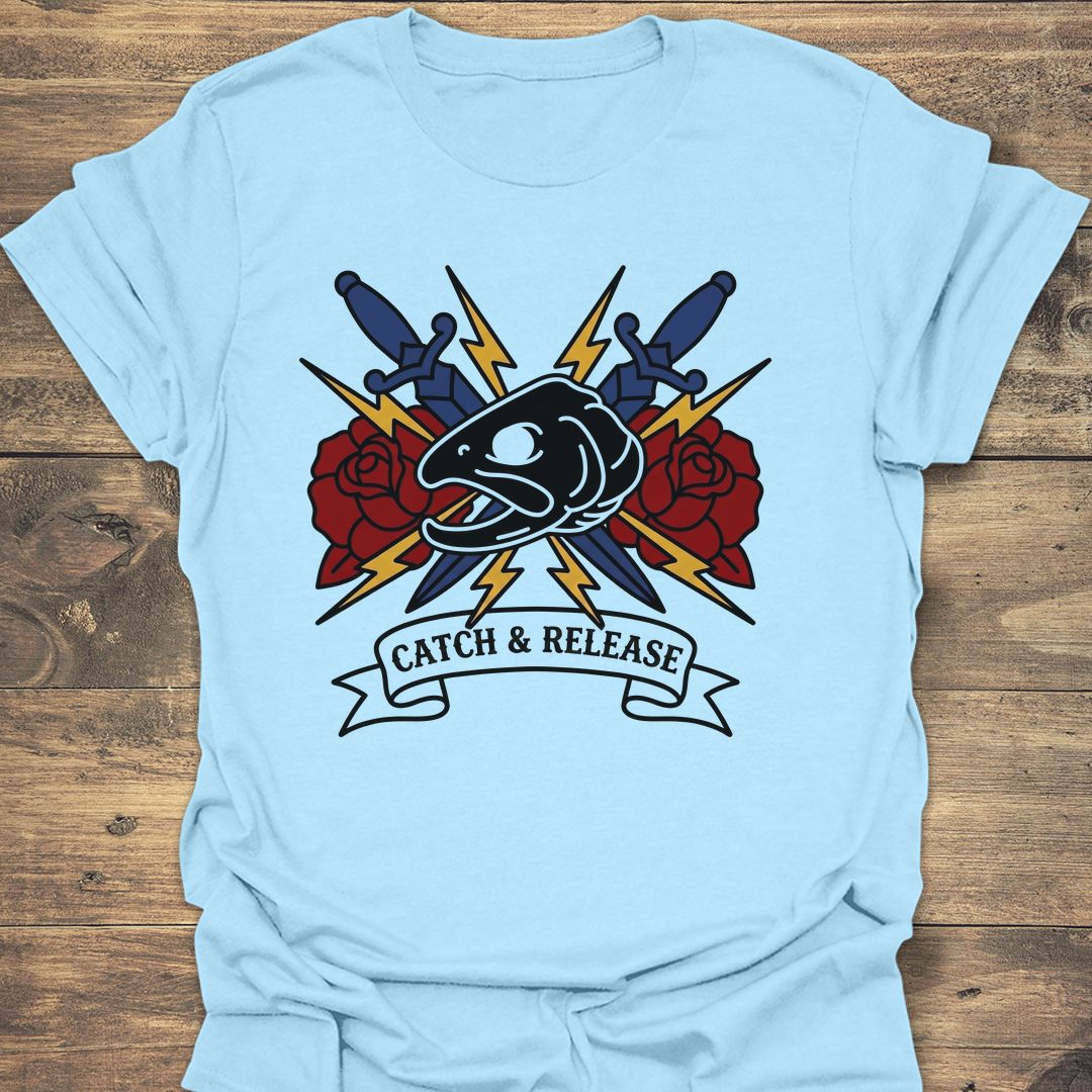 Catch & Release Tattoo - Light Blue t-shirt