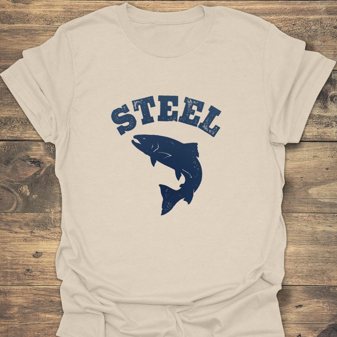 Steel Leaping Steelhead - Natural t-shirt