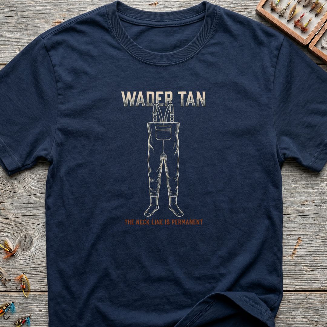 Wader Tan Neck Line - Navy t-shirt