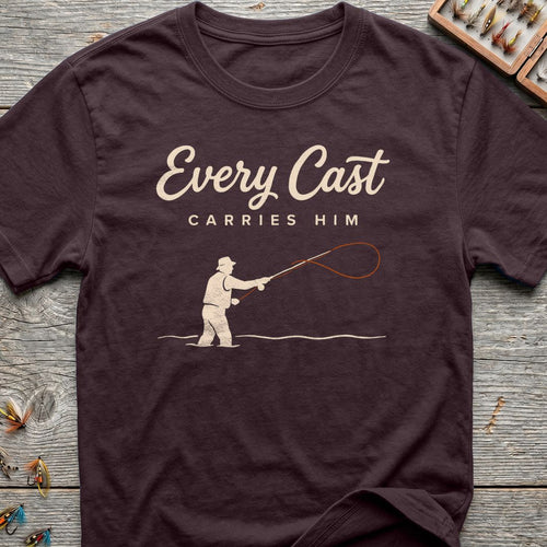 Every Cast Carries Him - Dark Chocolate t-shirt