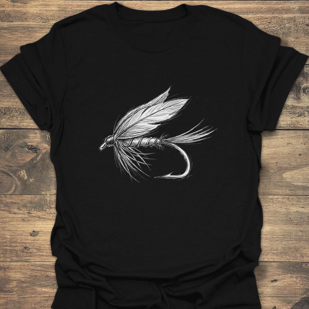 Wet Fly Sketch - Black t-shirt