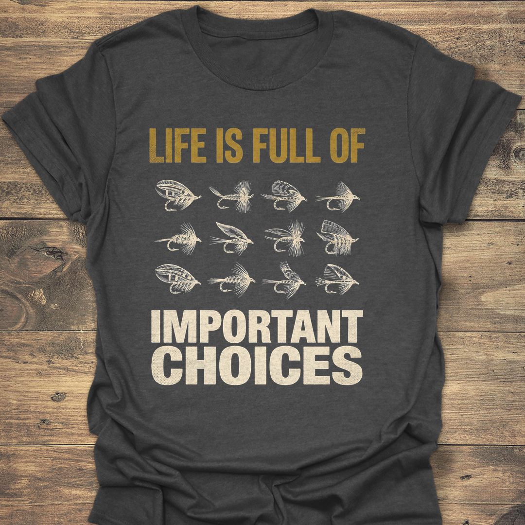 Important Choices Fly Box - Dark Heather t-shirt