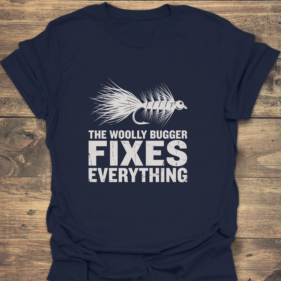 Woolly Bugger Fixes Everything - Navy t-shirt