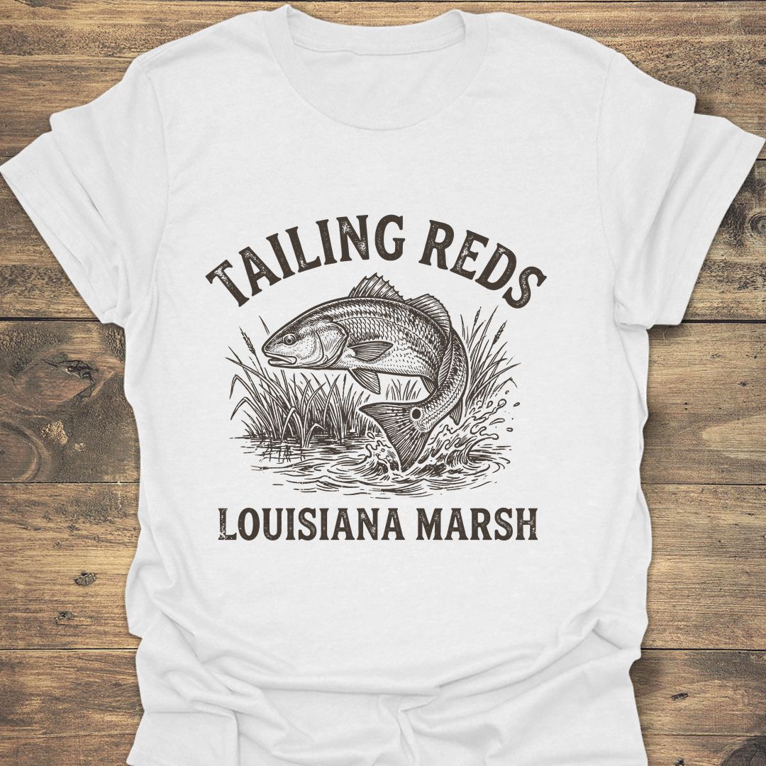 Tailing Reds Louisiana Marsh - White t-shirt