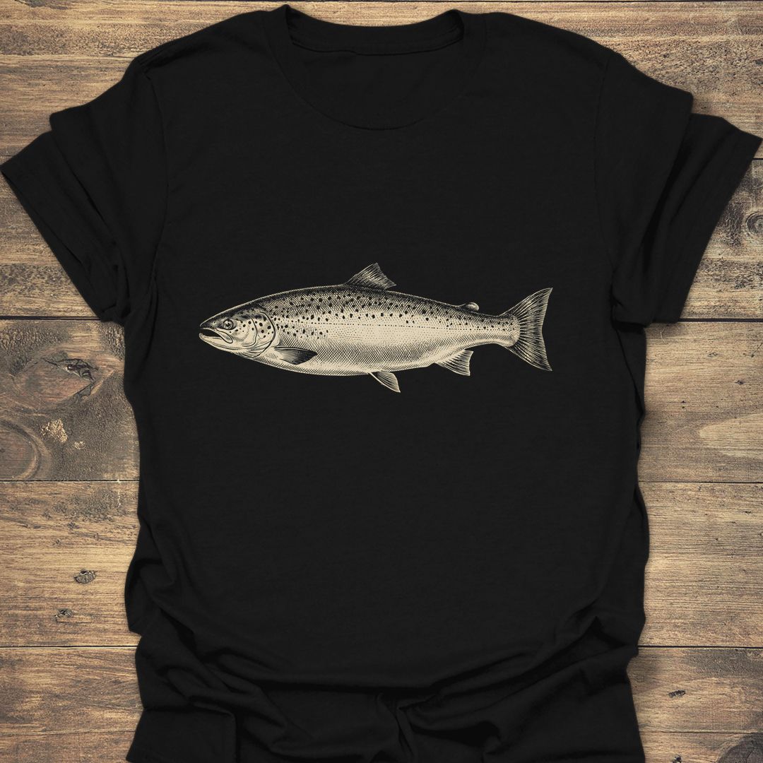 Vintage Trout Illustration - Black t-shirt