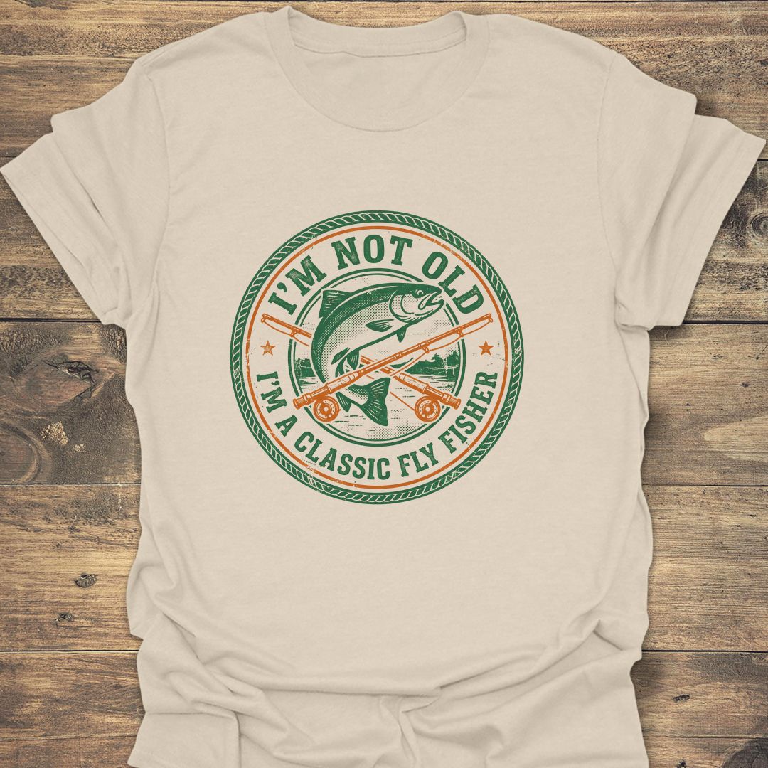 Not Old Classic Fly Fisher - Natural t-shirt
