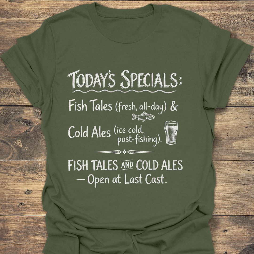 Fish Tales And Cold Ales - Military Green t-shirt