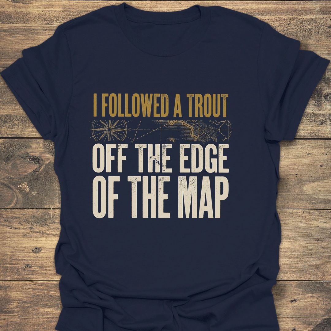 Followed A Trout Off Map - Navy t-shirt