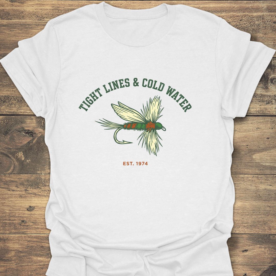 Tight Lines & Cold Water - White t-shirt
