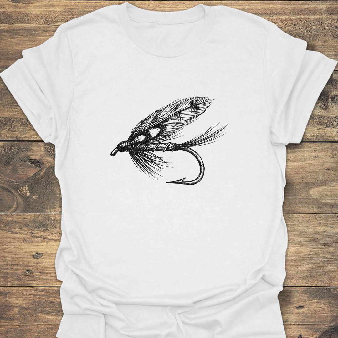 Classic Wet Fly Sketch - White t-shirt