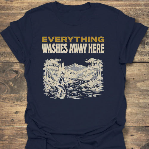 Everything Washes Away Here - Navy t-shirt
