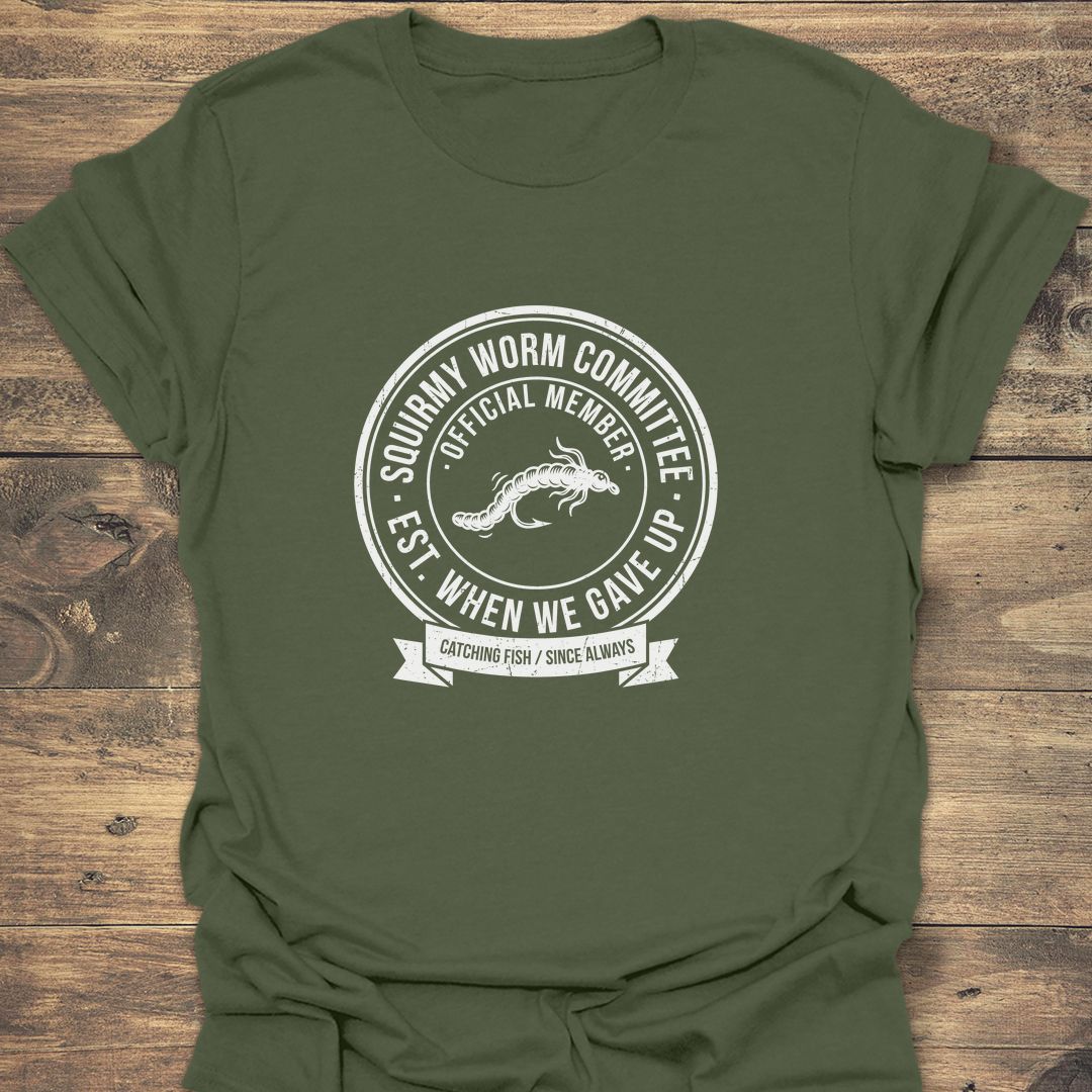 Squirmy Worm Committee - Military Green t-shirt
