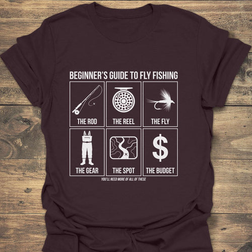 Beginner's Guide To Fly Fishing - Dark Chocolate t-shirt