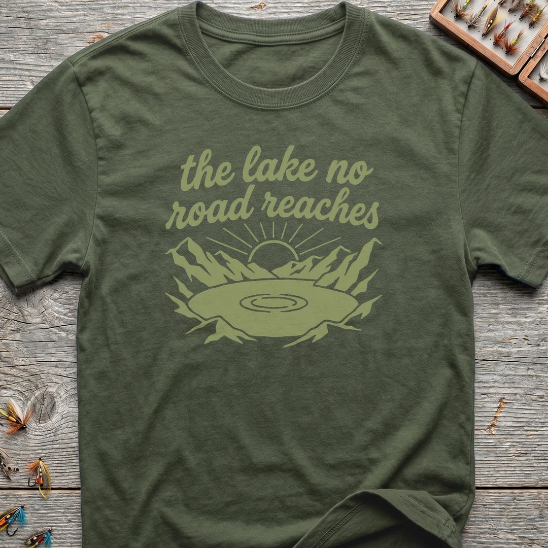 The Lake No Road Reaches - Military Green t-shirt