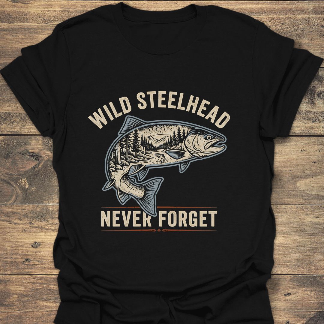 Wild Steelhead Never Forget - Black t-shirt