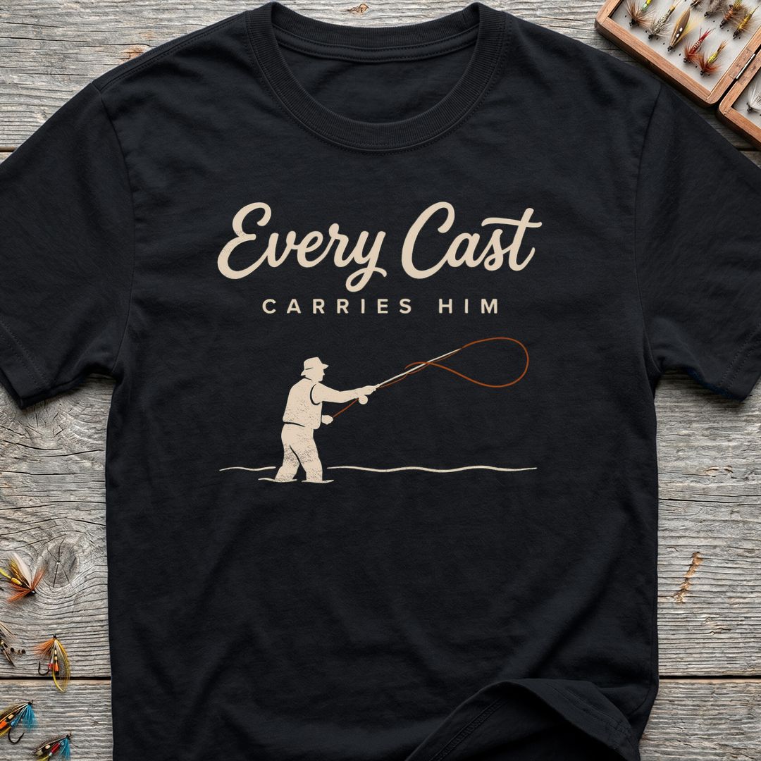 Every Cast Carries Him - Black t-shirt