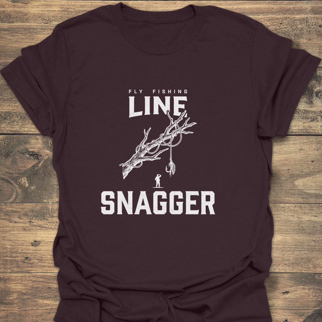Fly Fishing Line Snagger - Dark Chocolate t-shirt