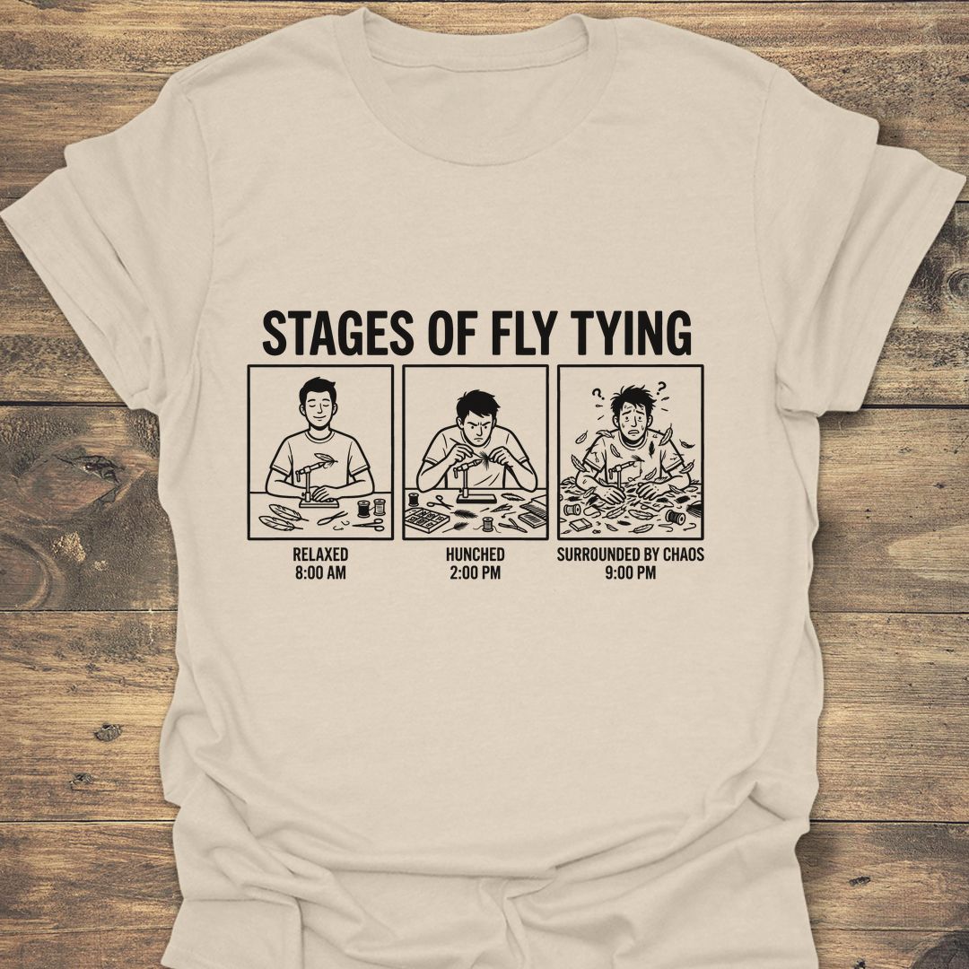 Stages Of Fly Tying - Natural t-shirt