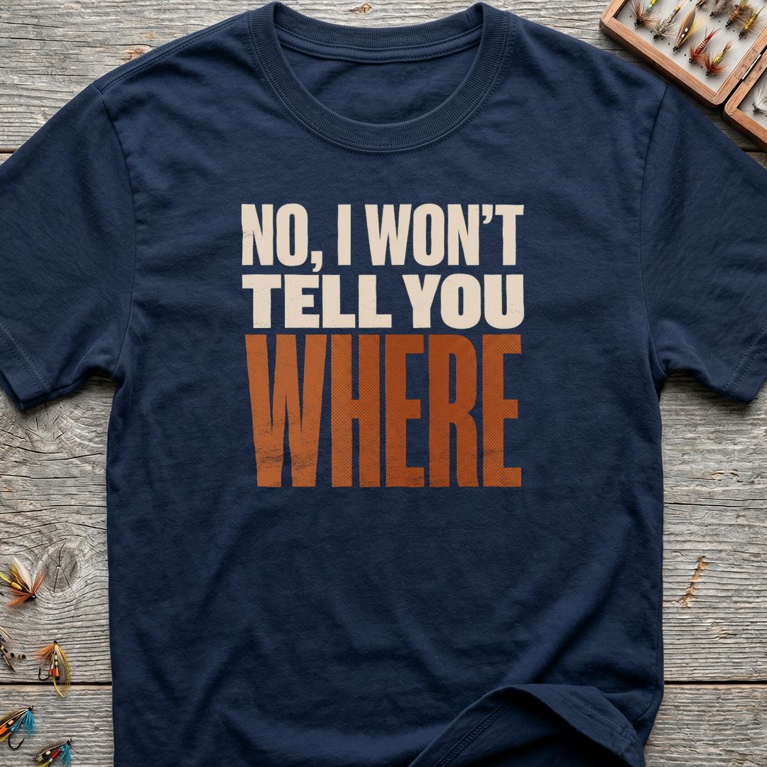 Won't Tell You Where - Navy t-shirt