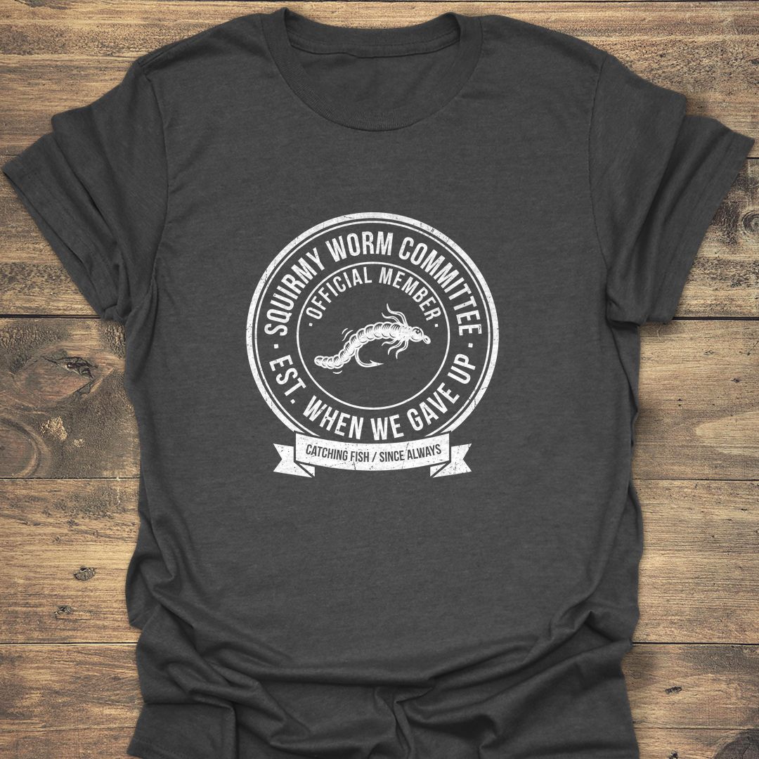 Squirmy Worm Committee - Dark Heather t-shirt