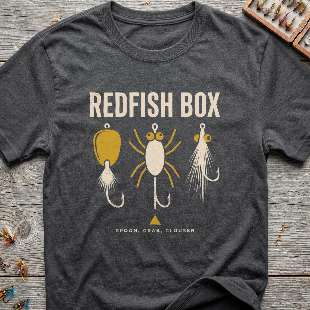 Redfish Box Fly Trio - Dark Heather t-shirt