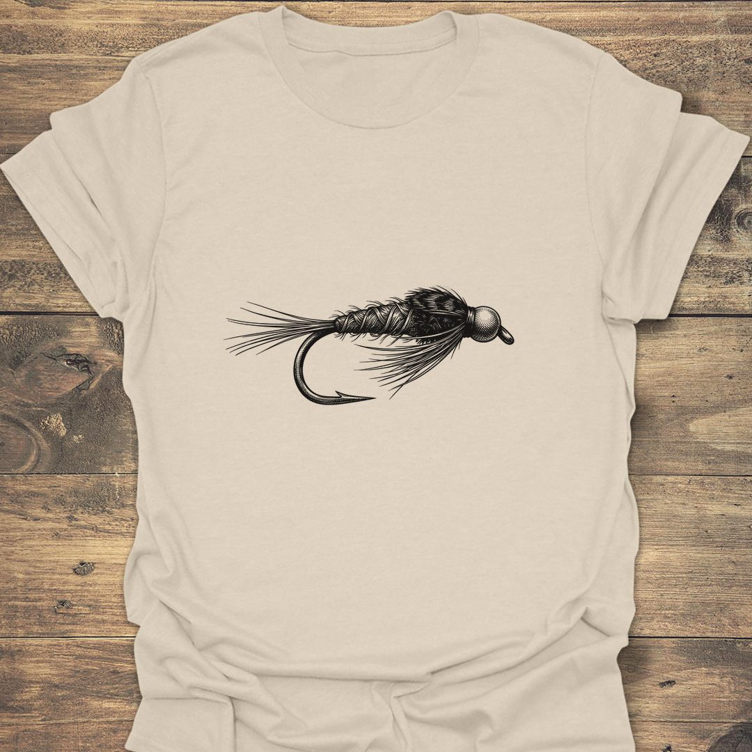 Bead Head Nymph Fly Art - Natural t-shirt