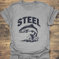Steel Leaping Steelhead - Sport Grey t-shirt
